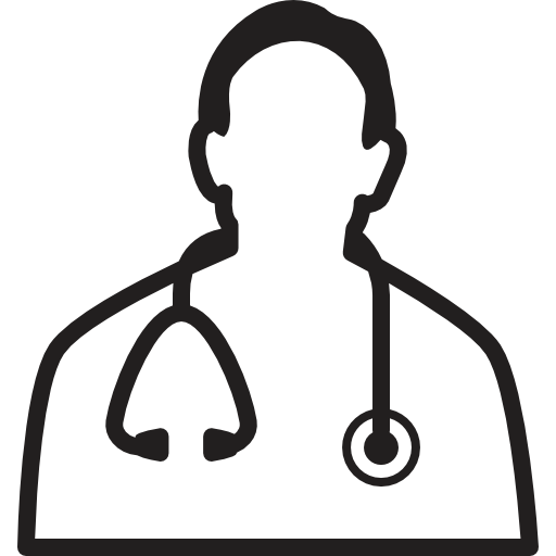 Doctor drawing with stethoscope around their neck.